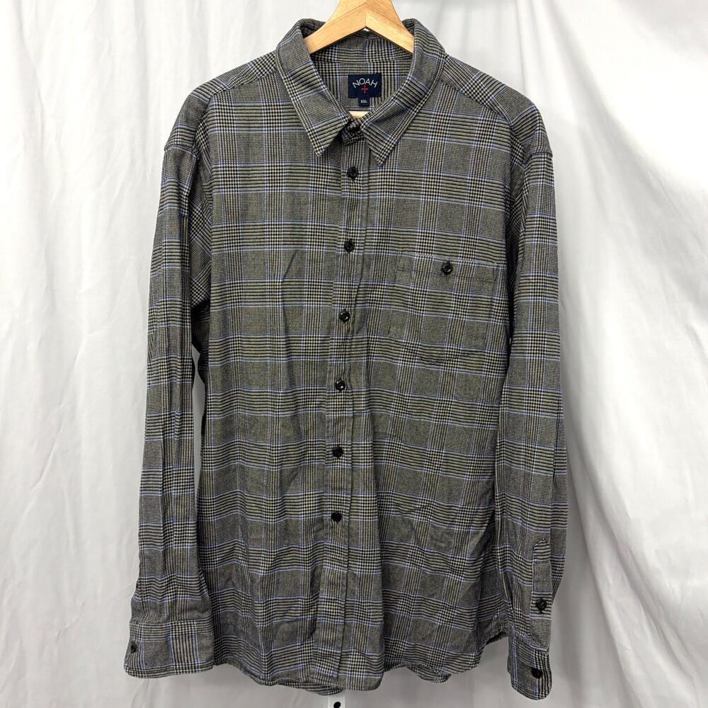Noah NYC Mens XXL Gray Blue Plaid Flannel Shirt